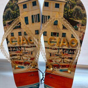 CIAO (Italian) Women's Thong Flip-Flops Sandals - Graphic Print - Size 7.5M